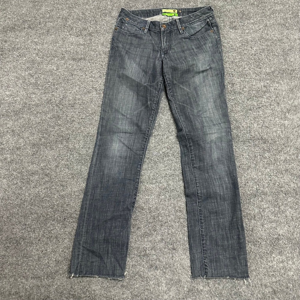 J&Company Jeans Womens Size 28 Blue Montana Straight Leg Low Rise Frayed Hem